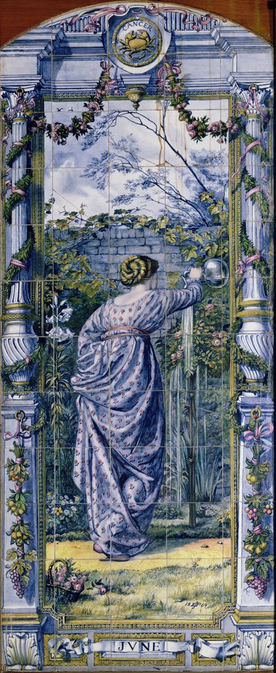 6月、ダッチキッチンのタイルパネルシリーズ、1867年から 作： Edward John Poynter
