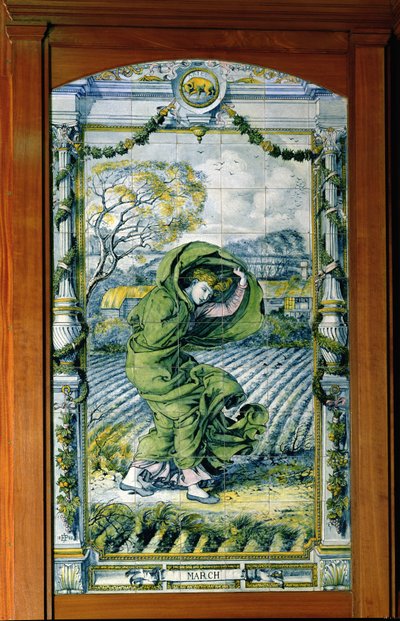 3月、ダッチキッチンのタイルパネルシリーズ、1867年から 作： Edward John Poynter