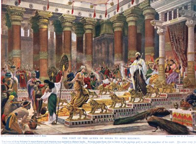 シバの女王のソロモン王への訪問、1900年代初頭の「ハチンソンの国家の歴史」のイラスト 作： Edward John Poynter