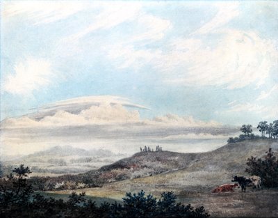 ルークハワード（1772-1864）c.1808-11（紙のトイレ）による後の雲の研究のある農村景観 作： Edward Kennion