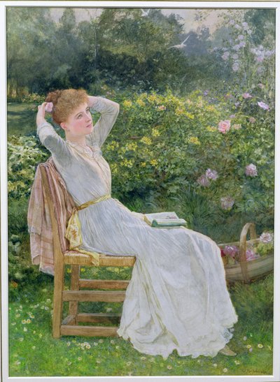 サマータイム：アーティストの妻ハンナの肖像 作： Edward Killingworth Johnson
