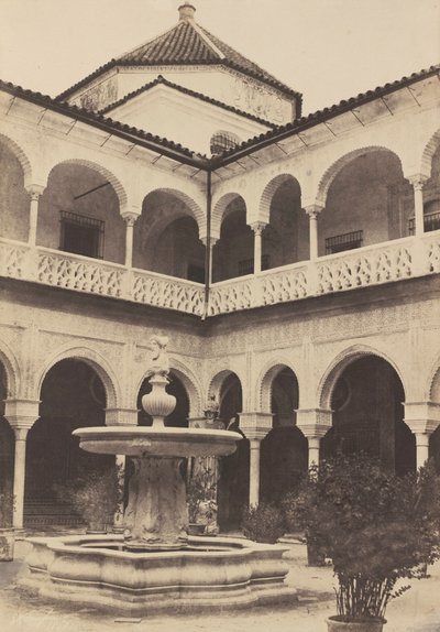 スペイン。セビリア、ピラトの家として知られるメディナ・セリ公爵家の中庭、1853年（写真） 作： Edward King-Tenison