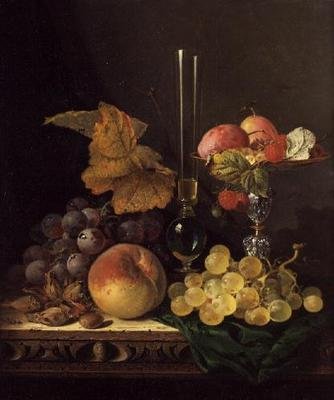 果物とナッツのある静物画 作： Edward Ladell