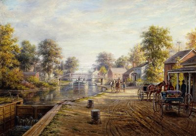 デラウェア運河とハドソン運河に沿ったシーン、1907年 作： Edward Lamson Henry