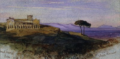 ローマのカンパーニャの眺め、1844年 作： Edward Lear