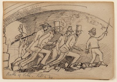 タイタスの浴場、1840年（紙に鉛筆、ペン、インク） 作： Edward Lear