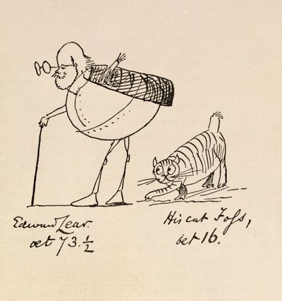 エドワードリア73歳半と彼の猫Foss、16歳 作： Edward Lear