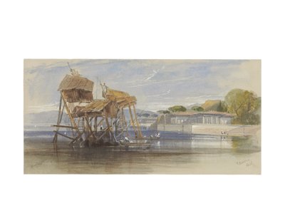ボスポラス海峡の漁師の家、1848年 作： Edward Lear
