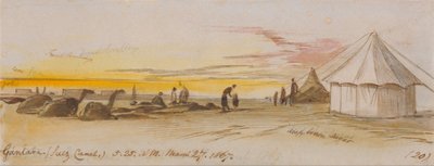 ガンタラ（スエズ運河）、1867年3月27日午前5時25分（20日） 作： Edward Lear