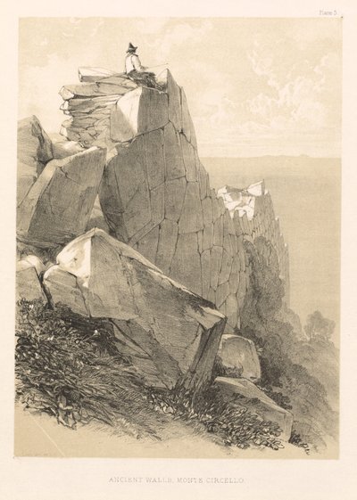 イラスト付きイタリア遠足 (vol. II): 古代の城壁、モンテ チルチェロ 作： Edward Lear