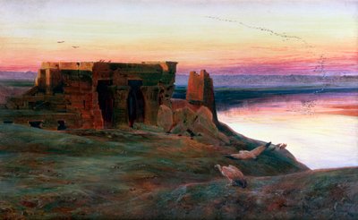 コムオンボ寺院、エジプト、1856年。 作： Edward Lear