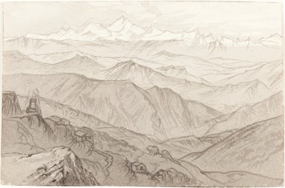 1874 年、キンチンジュンガ山の万物博覧会。 作： Edward Lear