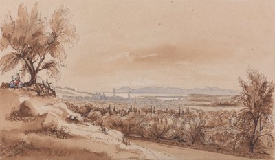 ジェノバ街道から見たニース 作： Edward Lear
