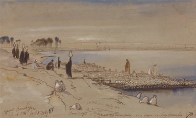 ベニ・ハッサン向かい 作： Edward Lear