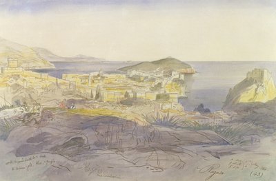 ラグーザ（ドゥブロヴニク）、1866年5月5日〜6日（紙にペン、インク、トイレ） 作： Edward Lear