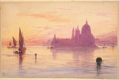 ヴェネチアのサンタ・マリア・デッラ・サルーテ教会、夕暮れ時 作： Edward Lear