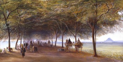 「ギザのピラミッドへの道」、c1873 作： Edward Lear