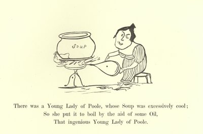 プールの若い女性がいて、そのスープはとてもクールでした 作： Edward Lear