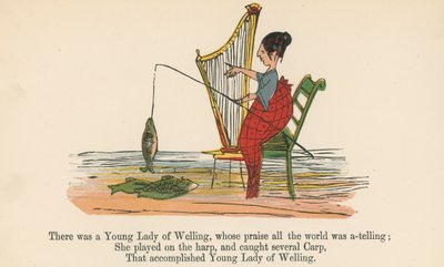 1875年にロンドンのフレデリックワーンアンドカンパニーが出版した 『A Book of Nonsense』から、世界中で賞賛されたウェリングの若い女性がいました。 作： Edward Lear