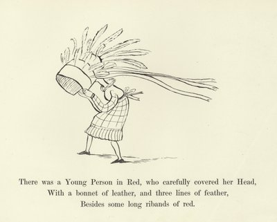 頭を注意深く覆った赤の若者がいた 作： Edward Lear