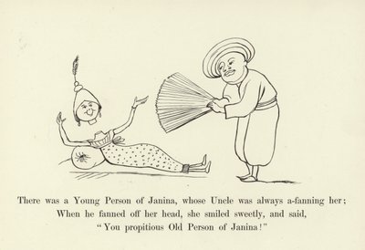 ジャニーナの若い人がいました、その叔父はいつも彼女を煽っていました 作： Edward Lear
