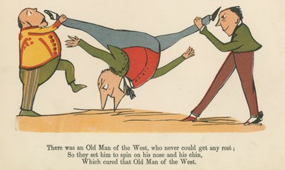 1875年頃、ロンドンのフレデリックウォーンアンドカンパニー発行の「A Book of Nonsense」から、休むことができない西洋の老人がいました。 作： Edward Lear