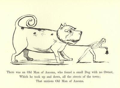 アンコナの老人がいて、飼い主のいない小さな犬を見つけました 作： Edward Lear