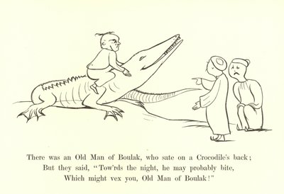 クロコダイルの背中に座ったブーラックの老人がいました 作： Edward Lear