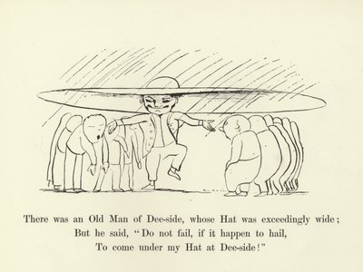 帽子の幅が非常に広いディーサイドの老人がいた 作： Edward Lear