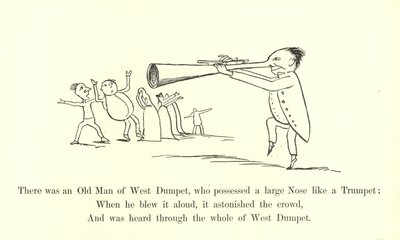 トランペットのような大きな鼻を持っていた西のダンペットの老人がいました 作： Edward Lear