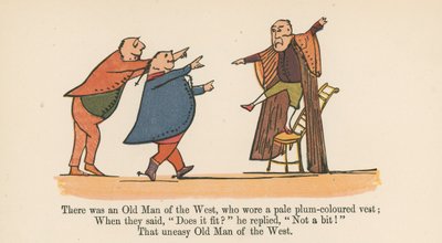 1875年にロンドンのフレデリックウォーンアンドカンパニー発行の「A Book of Nonsense」から、淡いプラム色のベストを着た西洋の老人がいました。 作： Edward Lear