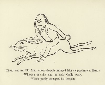 老人がいて、その絶望が彼にノウサギを購入させた 作： Edward Lear