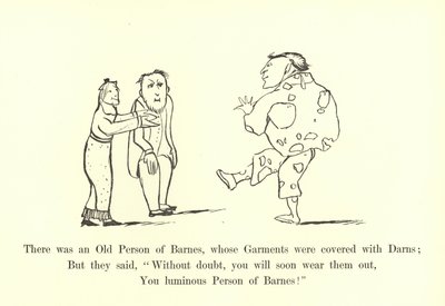 バーンズの老人がいて、その衣服はダーンズで覆われていました 作： Edward Lear