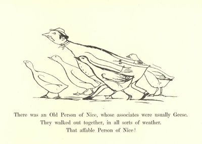 ニースの老人がいて、その仲間は通常ガチョウでした 作： Edward Lear