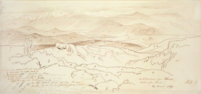 フォニアの山からの眺め、1849年 作： Edward Lear
