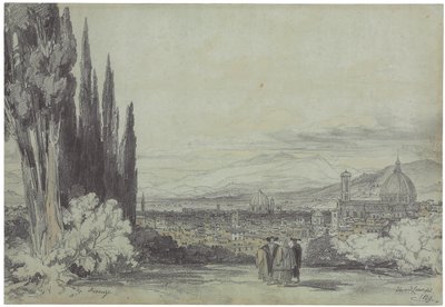 ドゥオーモが遠くにあるフィレンツェの眺め（1839年） 作： Edward Lear