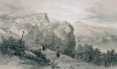 ローマとその周辺の景色：ロッカジョヴァンと遠方の認可された町とシビテッラの認可された町 作： Edward Lear