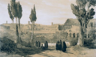 ローマとその周辺の景色：Ssの修道院からのローマ。ジョバンニエパオロ 作： Edward Lear