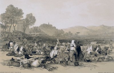 ローマとその周辺の景色：サンタナトリアの見本市 作： Edward Lear