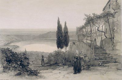 ローマとその周辺の景色：ネミ湖 作： Edward Lear