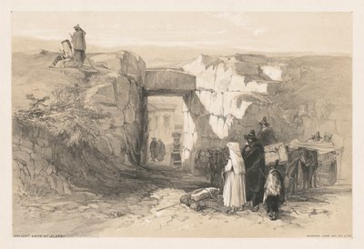 ローマとその周辺の景色: アラトリの古代の門 作： Edward Lear