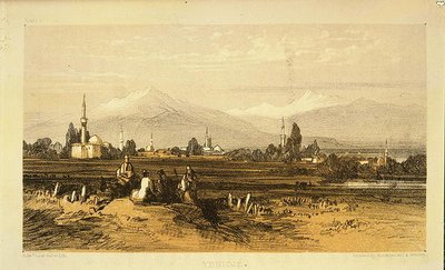 1851年に出版された「アルバニアとギリシャの風景画家の日記」よりイェニジェ（カラーリトグラフ版） 作： Edward Lear