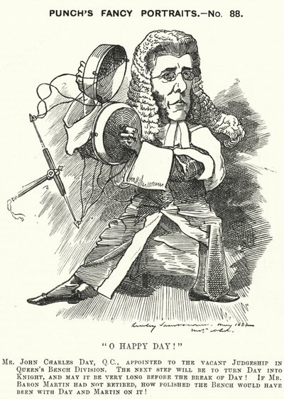 パンチの漫画。ジョン・チャールズ・デイ（イギリスの弁護士・裁判官）（彫刻 作： Edward Linley (after) Sambourne