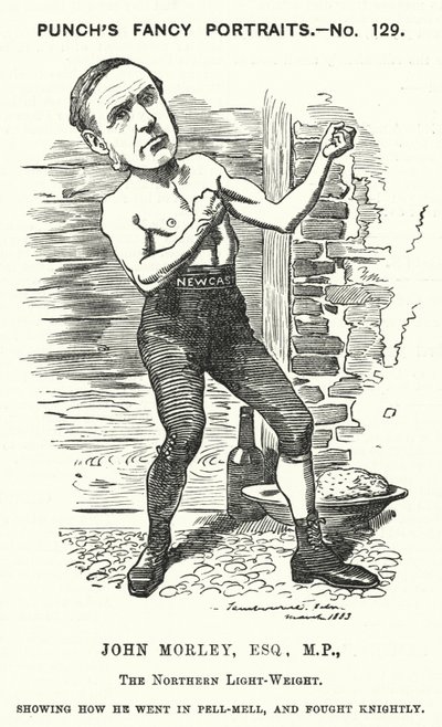 パンチの漫画。ジョン・モーリー（イギリスの自由主義政治家）（彫刻 作： Edward Linley (after) Sambourne