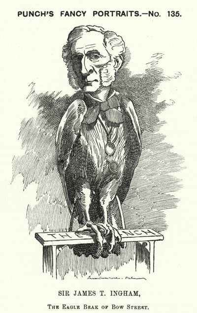 パンチの漫画。ジェームズ・テイラー・インガム卿（イギリスの弁護士、警察判事）（彫刻 作： Edward Linley (after) Sambourne