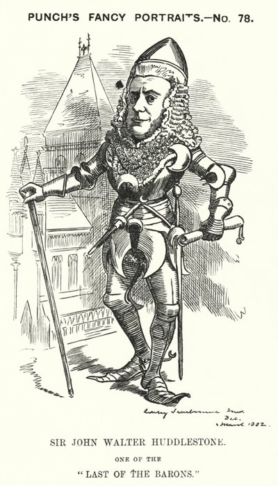 パンチの漫画。サー・ジョン・ウォルター・ハドルストン（イギリスの弁護士・裁判官）（エングレーヴィング 作： Edward Linley (after) Sambourne