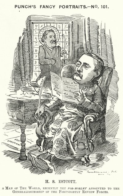 パンチの漫画Thomas Hay Sweet Estcott（イギリスのジャーナリスト・編集者）（彫刻 作： Edward Linley (after) Sambourne