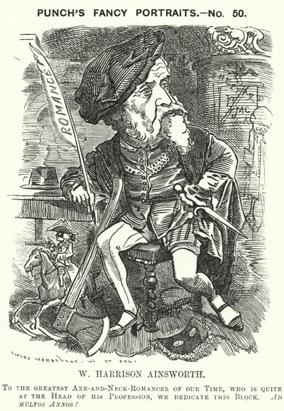 パンチの漫画。ウィリアム・ハリソン・エインズワース（イギリスの歴史小説家）（彫刻 作： Edward Linley (after) Sambourne