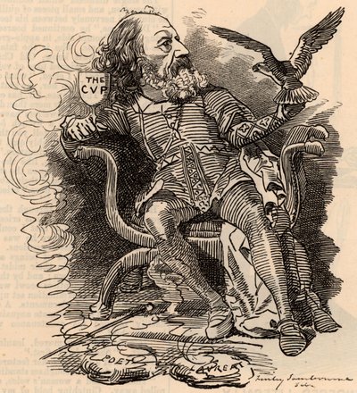 アルフレッド・テニスン（1809-1893）の漫画 英語の詩人 作： Edward Linley Sambourne