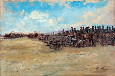 離陸を待つ王立馬砲とランサー、1898年 作： Edward Matthew Hale